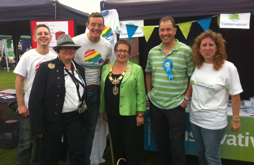 Readin'g's Mayor Deborah Edwards and Pride Trust Chair Lorna visted the stall