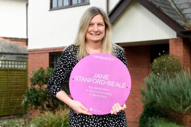 Jane with her Census 2021 Purple Plaque Award