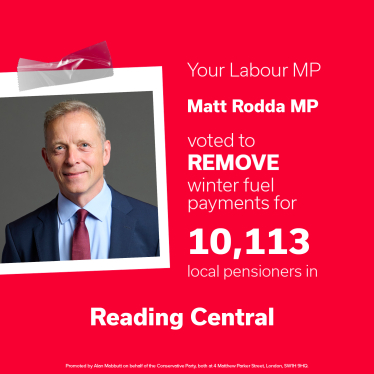 Matt Rodda MP voted to remove the winter fuel payments for 10,113 local pensions